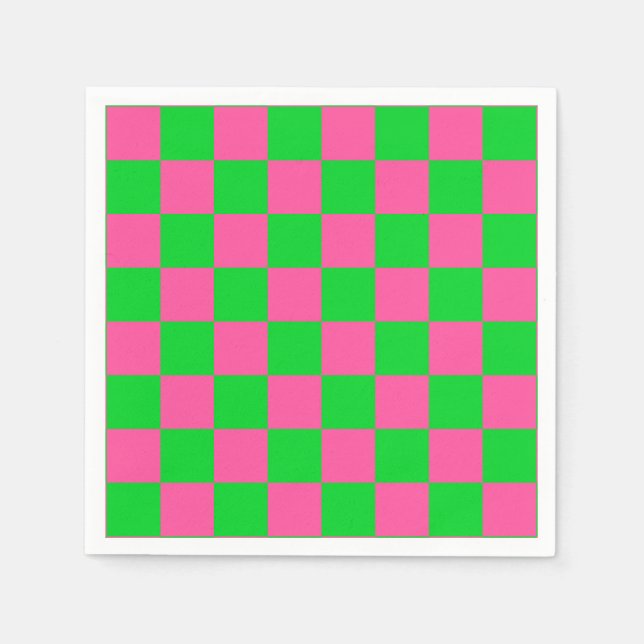 rosa Gelb gekreuztes Karo-Muster Serviette (Vorderseite)