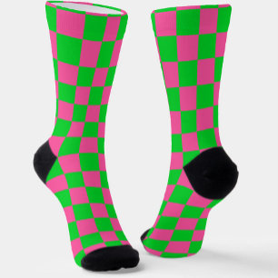 rosa Gelb gekreuztes Karo-Muster Socken
