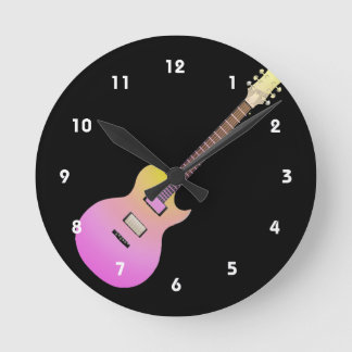 rosa Gelb gradient.png der E-Gitarre Runde Wanduhr