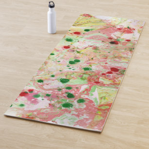 Rosa Gelb Grün Moderne Abstrakte Kunst Yogamatte