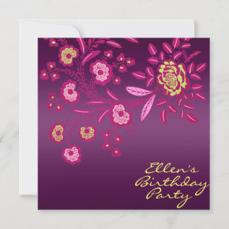 Rosa/Gelb & Lila Blume Geburtstag Einladung