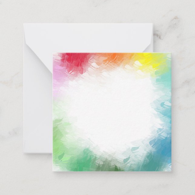 Rosa Gelb Orange Abstrakt grüner Regenbogen Mitteilungskarte (Vorderseite)