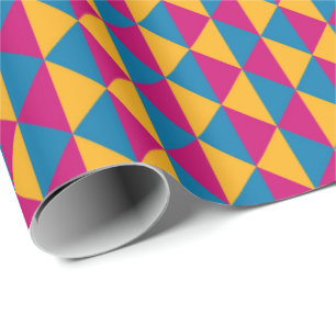 Rosa, gelb und blau Diamanten und Dreiecke Geschenkpapier