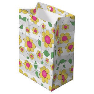 Rosa Gelbblüte Blume Frühjahr Kinder Doodles Mittlere Geschenktüte