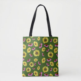 Rosa Gelbblütenblume Sommer Tasche