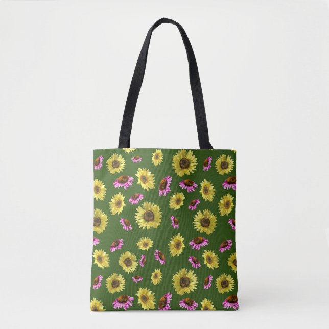 Rosa Gelbblütenblume Sommer Tasche (Vorderseite)