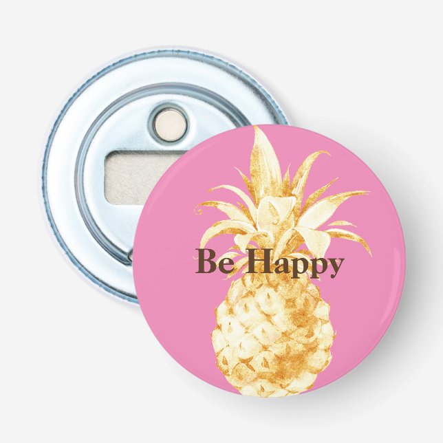 Rosa Gelbe Ananas Confetti Flaschenöffner (Vorderseite)