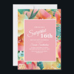 Rosa gelbe Aquamarine Aquarellfarbe Blütenfarben 1 Einladung<br><div class="desc">16. Geburtstagsfeier Einladung für Mädchen mit farbenfrohen pastellrosa, aquamarinen und gelben Aquarellblumen. Diese Einladung richtet sich an das Mädchen, das ihren 16. Geburtstag feiert, aber Text, Schriftart und Wortlaut sind vollständig anpassbar. So entwerfen Sie Ihre Einladung für jedes Alter. Kontaktieren Sie uns für Hilfe bei der Anpassung oder der Anpassung...</div>