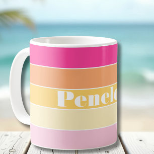rosa gelbe, benutzerdefinierte Sommerfarbenblöcke Kaffeetasse