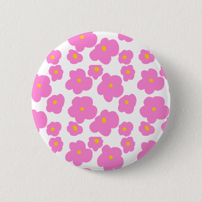 Rosa gelbe Blume Moderne Eleganz Button (Vorderseite)