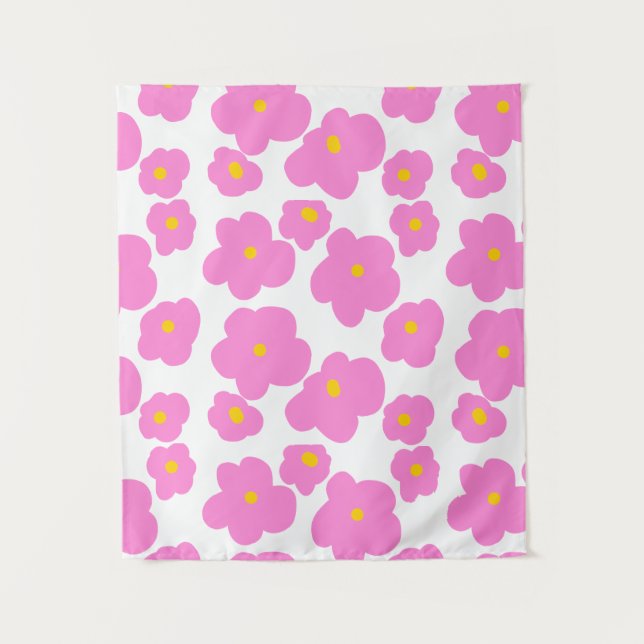 Rosa gelbe Blume Moderne Eleganz Wandteppich (Vorderseite)