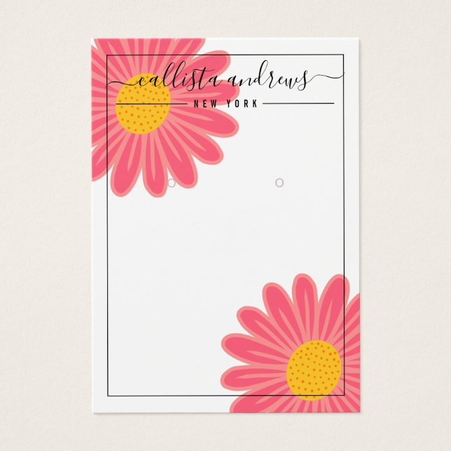 Rosa gelbe Blumen Curry Earring Display Card (Vorderseite)