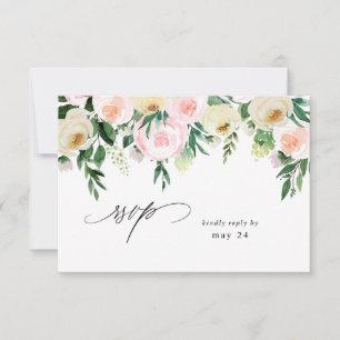 Rosa & Gelbe Blumen mit Essen-RSVP 4 RSVP Karte
