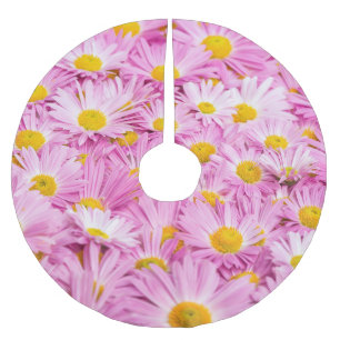 Rosa Gelbe Blumen Nahtloser Hintergrund Polyester Weihnachtsbaumdecke