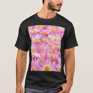 Rosa Gelbe Blumen Nahtloser Hintergrund T-Shirt