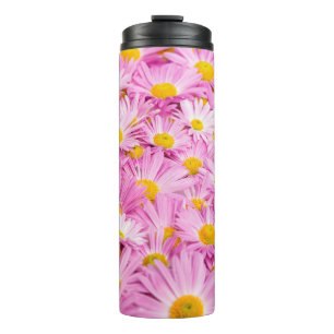 Rosa Gelbe Blumen Nahtloser Hintergrund Thermosbecher