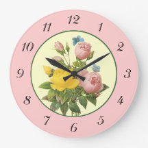 Rosa gelbe botanische Rose Wall Clock