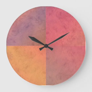 Rosa Gelbe geometrische Wasserfarbe Kunst Große Wanduhr