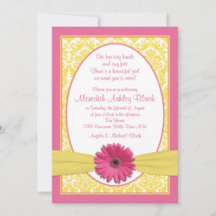 Rosa Gelbe Gerbera Daisy Sip N Babydusche Einladung