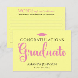 Rosa gelbe Graduate Words of Wisdom Abschluss Begleitkarte