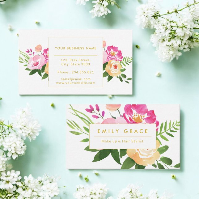 Rosa Gelbe grüne Blume Visitenkarte (Von Creator hochgeladen)