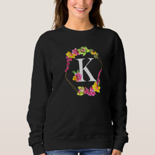 Rosa Gelbe Grüne Orchideen Florales Monogramm Init Sweatshirt