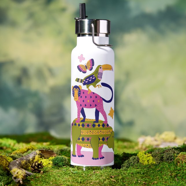 Rosa gelbe grüne Wasserflasche Trinkflasche (Außenbereich)