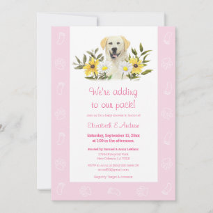 Rosa gelbe Labrador Dog Kinderdusche Einladung