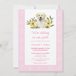 Rosa gelbe Labrador Dog Kinderdusche Einladung