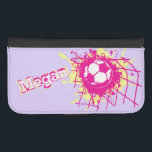Rosa gelbe lila Mädchen Fußball mit Namen Klappeng Galaxy S4 Geldbeutel Hülle<br><div class="desc">Helle rosa,  gelbe und lila Fußball / Fußball-Ball Platting in der Rückseite des Tors / net Kinder Mädchen Handy Gehäuse. Ideal für Mädchen Fußballer und weibliche Fußball-Spieler,  personalisieren mit Ihrem eigenen Namen derzeit liest Megan. Entworfen von Sarah Trett.</div>
