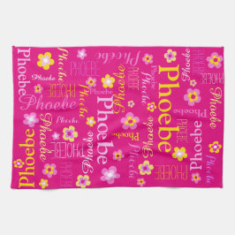 Rosa gelbe Mädels benennen grafische Blume Geschirrtuch