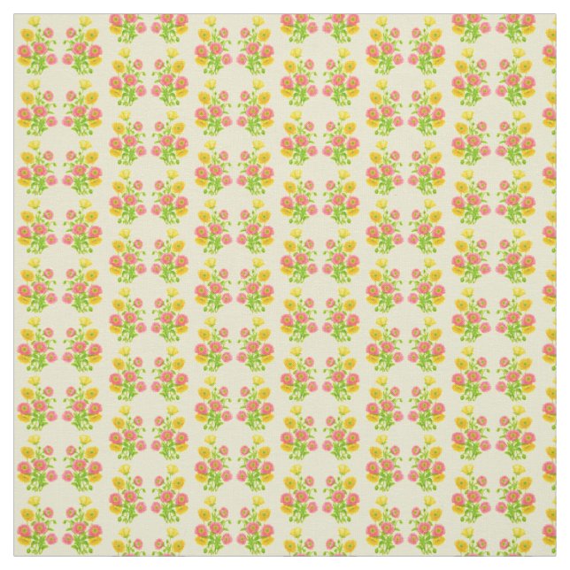 Rosa Gelbe Mohnblüte Blume Stoff (Muster)