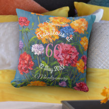 Rosa Gelbe Nelken auf blauem Happy Birthday