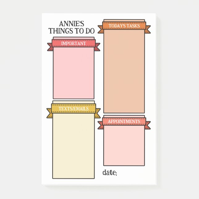 Rosa gelbe Niedliche Multifunktionsleisten-Etikett Post-it Klebezettel (Vorderseite)