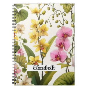 Rosa gelbe Orchidee Aquarell Blumen Floral Notizblock