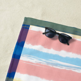 Rosa Gelbe Pastellstreifen Strandtuch