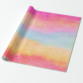 Rosa Gelbe Regenbogen Abstrakte Streifen Geschenkpapier
