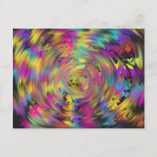 Rosa Gelbe Regenbogen-Spirale-Funky-Kühle-Abstrakt Postkarte