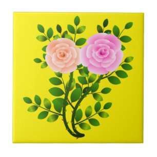 Rosa gelbe Rosen Fliese