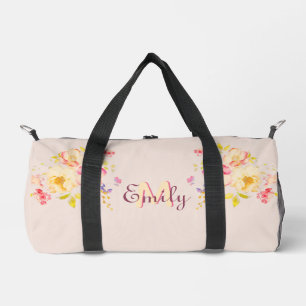 Rosa Gelbe Rosen, Monogramm Duffle Bag