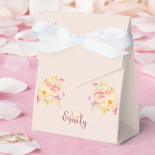 Rosa Gelbe Rosen, Monogramm Geschenkschachtel