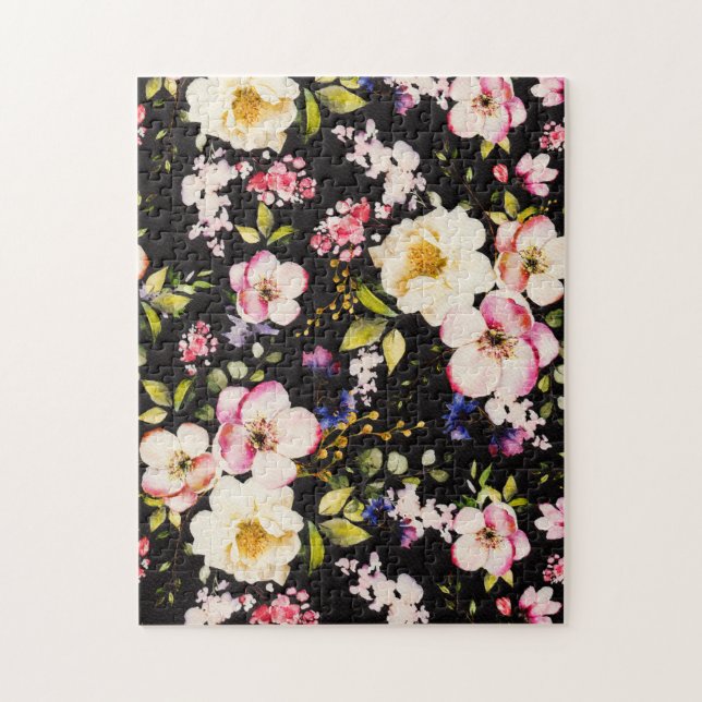 Rosa gelbe Rosen, schwarzer Hintergrund (Vertikal)