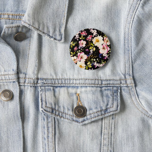 Rosa gelbe Rosen, schwarzer Hintergrund Button (Beispiel)