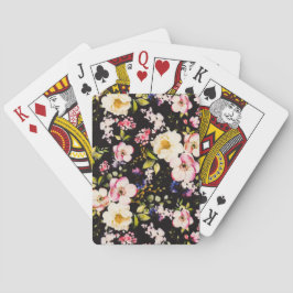 Rosa gelbe Rosen, schwarzer Hintergrund Spielkarten