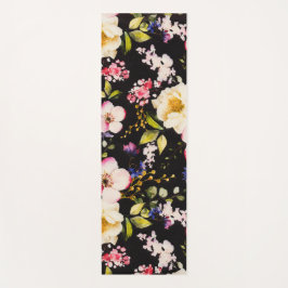 Rosa gelbe Rosen, schwarzer Hintergrund Yogamatte