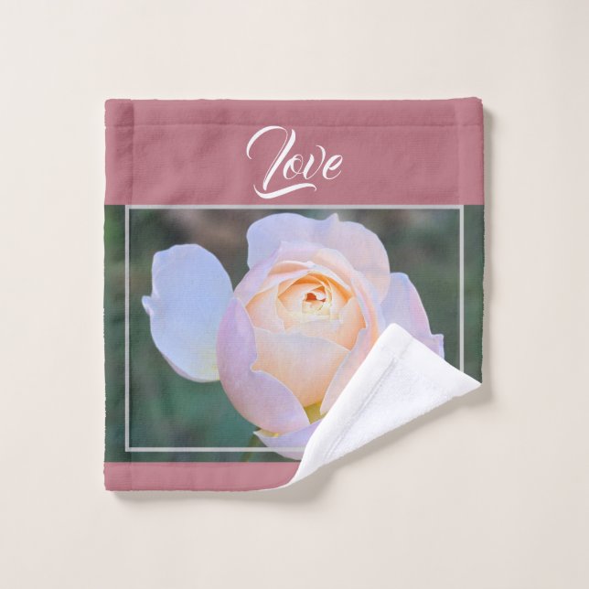 Rosa Gelbe Rosen Typografie Rose Gold Badhandtuch Set (Waschlappen)
