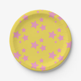 Rosa Gelbe Sterne Kinder Baby Circus Party Pappteller