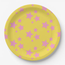 Rosa Gelbe Sterne Kinder Baby Circus Party Pappteller