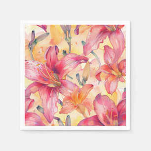 Rosa Gelbe Taglilien Serviette