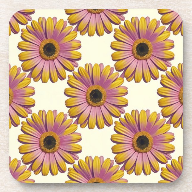 Rosa Gelbe Tischtennis Untersetzer Set (Vorderseite)